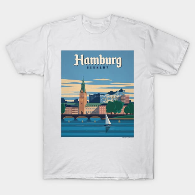 HAMBURG GERMANY TRAVEL VINTAGE T-Shirt by cityvinart